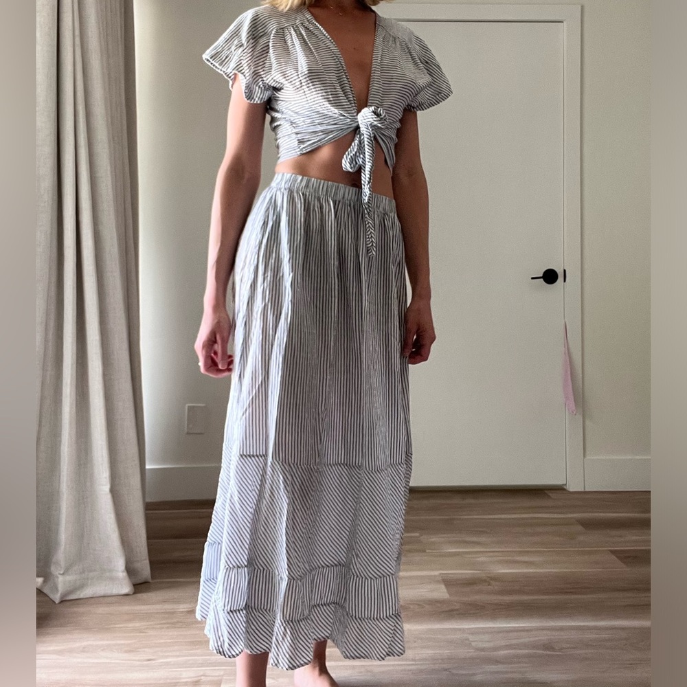Eberjey skirt and wrap top set stripped